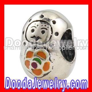 european Silver Babushka Doll Charm Beads