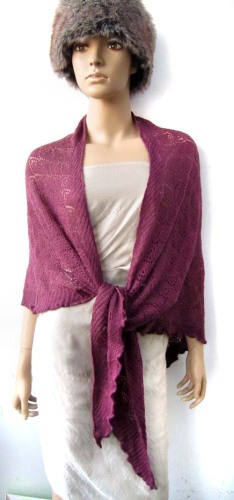 red acrylic knitting wrap