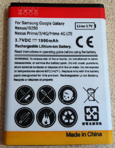 Standard battery for Samsung Google Galaxy Nexus/i9250 /Nexus Prime/3/4G/Prime 4G LTE