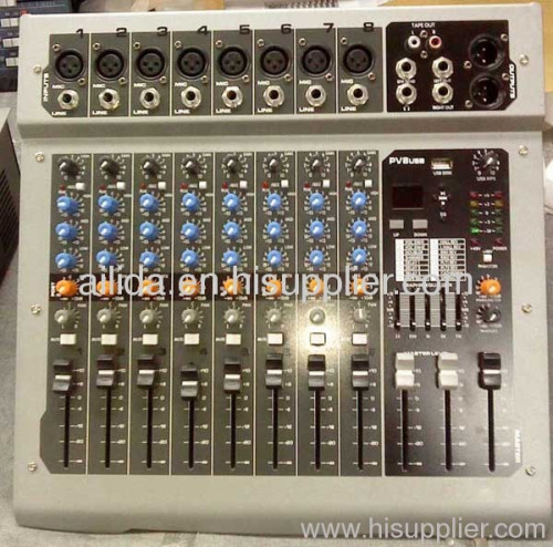 8 Channel +48 Phantom Power PV8USB Audio Mixer