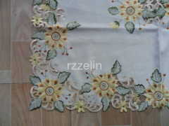 yellow flower embroidered table cloths