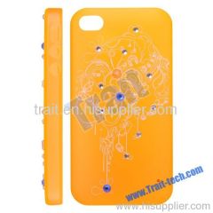 Transparent Pattern with Diamonds Plastic Hard Case Cover for iPhone 4S (Orange)