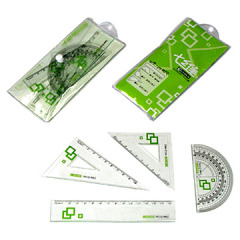 Stationery set with 2pcs square rulers