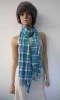 multi color acrylic woven scarf with fringe