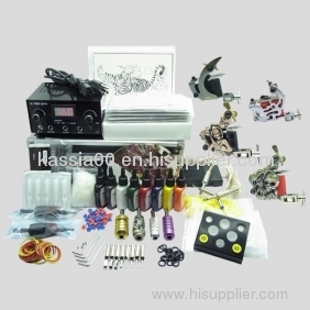 Complete Tattoo Kit 4 Top Machine Guns Needles 8 Color Inks Power Supply