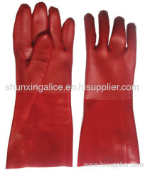 Red PVC sandy finsh glove