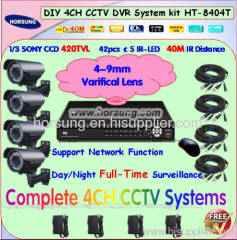 4CH Varifical Lens Camera & DVR Surveillance Systems
