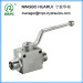 two way male threaded carbon steel ball valve with two mounting holes and drawing