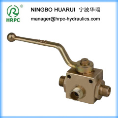 hydraulic yellow zinc plated high pressure 3-way ball valve with mounting holes