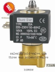 3 way brass IP 65 water,gas, liquid miniature solenoid valve