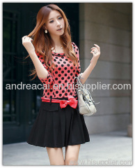 korean lady round count wrinkle dress