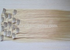 Top quality 100% remy human clip in hair extension