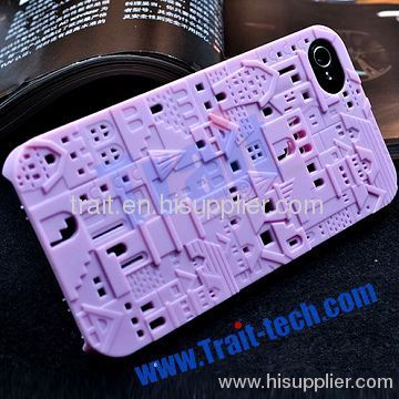 Avant-Garde Series Polycarbonate Structures Hard Case for iPhone 4S/iPhone 4 (Purple)