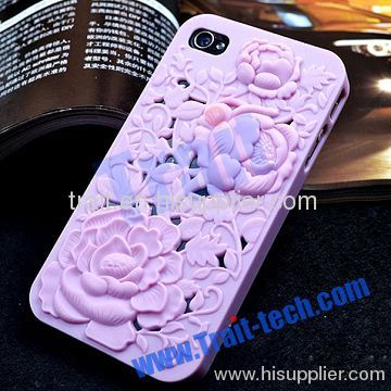 3D Design Relief Bloom Hard Case for iPhone 4 / iPhone 4S (Baby Purple)
