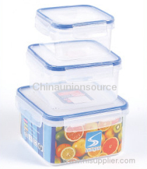 3pc Square Plastic Fooder Container Set