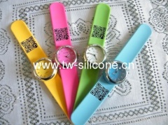 QR silicone detachable slap watch band