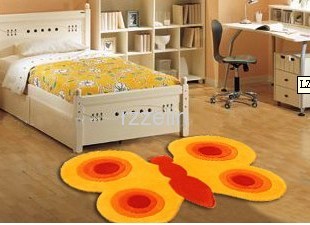 Yellow butterfly tufted mat