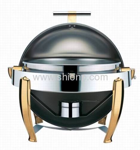 Round chafing dishes with golden leg