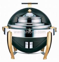 Round soup station with golden plated leg