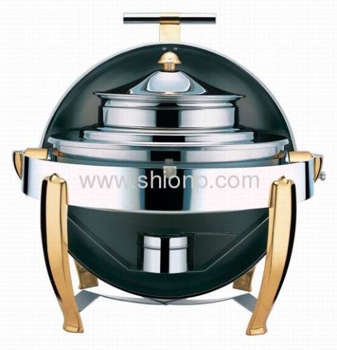 Round soup station with golden plated leg