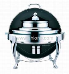 Round soup station with chrome plate leg