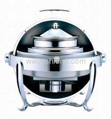 Round Stainless Steel Chafing Dish with Roll-Top Lid