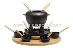 23 PCS Cast Iron Fondue Set