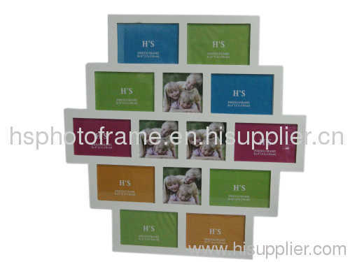 Wooden Photo Frame 14 Opening White Colour