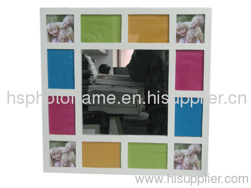 MDF Wall Mirror 12 Photo Opening White Colour
