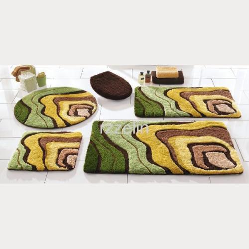 Striated acrylic tufted bathroom set mat