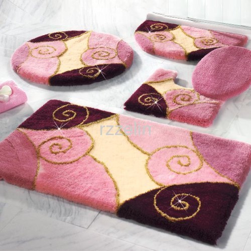 5 peice antislip tufted bathroom set mats