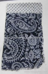 viscose and linen printed woven scarf