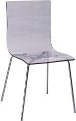 Transparent acrylic side chair with chromed steel legs