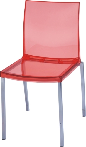 Clear simple PC Side Chair with red color