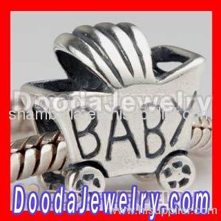 Wholesale european BABY Carriage Charms Silver