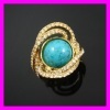 Copper alloy jewelry ring adorned with turquoise 1321691