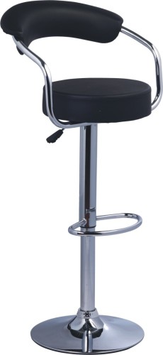 black PU Chromed Metal Modern Bar Chair