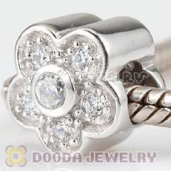 european Style Flower Charms Beads With CZ Stone