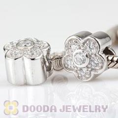 european Style Flower Charms Beads With CZ Stone
