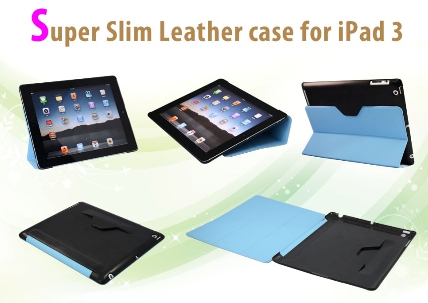 Super slim leather case for Ipad 3