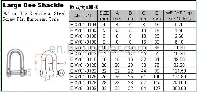 Stainless Steel Anchor Dee Shackle From China Manufacturer - Qing Dao 