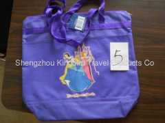 purple polyester handbag