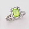 925 silver jewelry,peridot and diamond accent square ring,fine jewelry