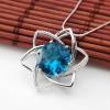 925 silver chain,blue topaz pendant ,silver pendant ,fine jewelry,