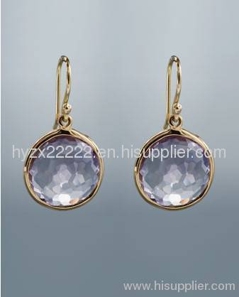 Sterling silver 925 with gold plated jewelry,amethyst earrings,fine jewelry