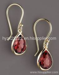 Sterling silver 925 with yellow gold plated jewelry,garnet earrings,fine jewelry