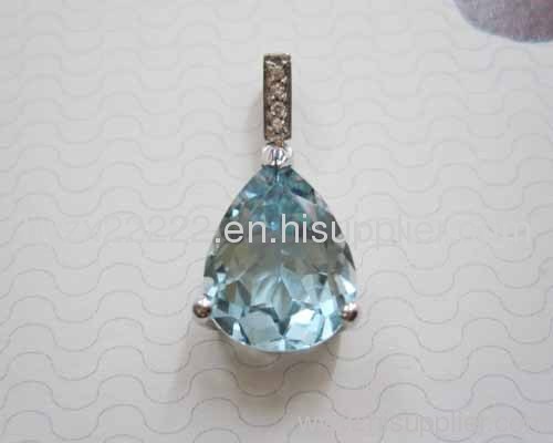 10k white gold jewelry,blue topaz penant ,fine jewelry