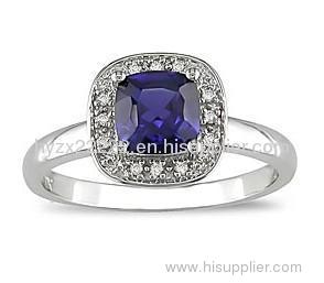 10k Gold Created Sapphire and Diamond Accent Ring,gold jewelry,fine jewelry