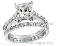 Sterling Silver Princesscut Cubic Zirconia Bridalstyle Ring Set,925 silver jewelry,fine jewelry