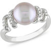 Sterling Silver Pink Pearl and Diamond Accent Ring,925 silver jewelry,fine jewelry